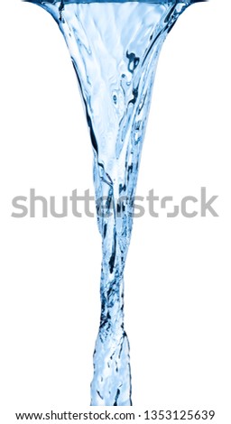 flowing water on an isolated white background