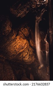 Flowing Waterfall Underground In Niagara Cave, MN