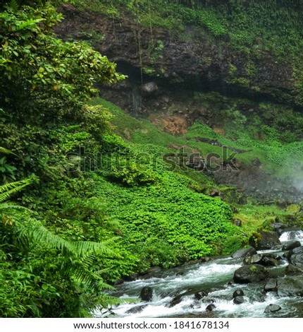 Flowing Waters in Ciparay Waterfall Tasikmalaya West Java
