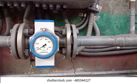 Flowmeter Installed On The Pipeline. Measurement Of Water Flow In Industrial Plant.