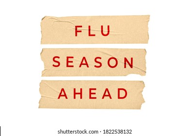 Flu Season Ahead Message. Tape Stickers With Text Isolated On White Background