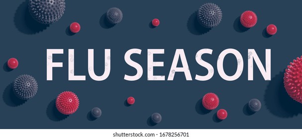 Flu Season Coronavirus Theme With Viral Objects Flatlay Overhead View