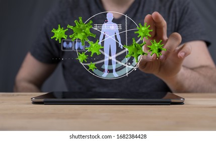 flu virus attack digital 3d 