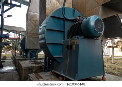 Flue Gas Ducts Behind The Boiler And Fans With Large Electric Motors