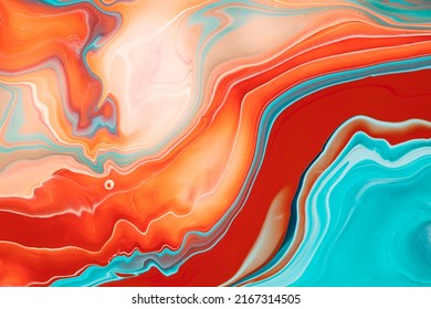 Fluent acrylic background with mixed overflowing paints. Fluid art texture colored waves and swirling forms. An abstract mixture of liquid colorants that flows up and down making wavy backdrop. - Powered by Shutterstock