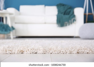 Fluffy Carpet On Floor In Room