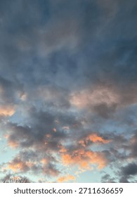 Fluffy clouds during a sunset 