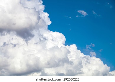 Fluffy Clouds On The Sky Drifting Away Before Storm