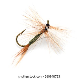 Fluffy Fly Fishing Hook Isolated On White