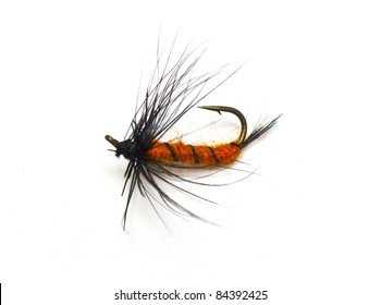 Fluffy Fly Fishing Hook Isolated On White