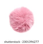 Fluffy pink  ball isolated on white background, top view
