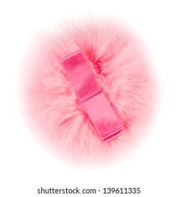 Fluffy Pink Powder Puff. Isolated On White Background.