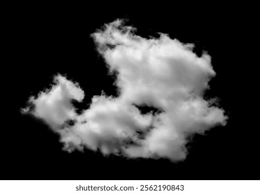 Fluffy white clouds isolated on black background. Design concept. Smog. Abstract clouds. Fog over the sky. Cloud or smog background.