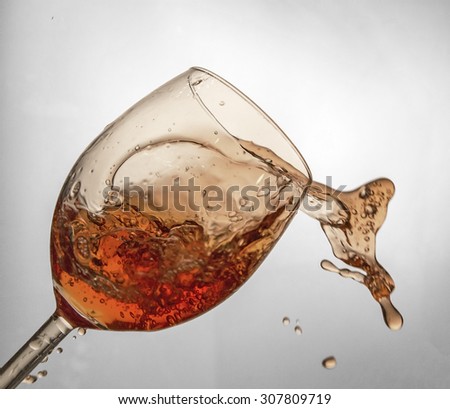 Fluid motion of coloured water in a wine glass with 