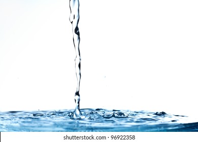 The fluid motion of water splashing as it is poured.