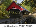 Flume Covered Bridge (1886), Flume Gorge, Pemigewasset River, Franconia Notch State Park, New Hampshire, USA