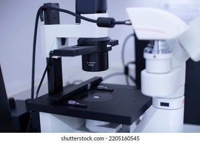 Fluorescence Microscope At The Cell Culture Laboratory 