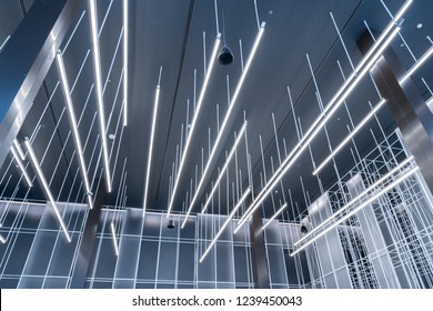 Fluorescent Ceiling Lamp Modern Design In The Co-working Space Business Office, Hanging Light In Large Building