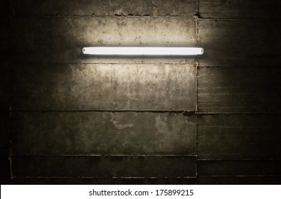 Fluorescent Light Tube On The Wall
