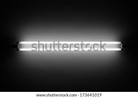 Fluorescent light tube on the wall