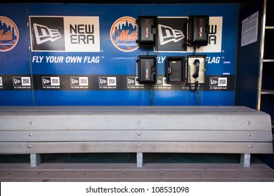 FLUSHING, NY - MAY 11:  NY Mets dugout at Citi Field Ballpark in Flushing, NYC seen on May 11, 2012.  This stadium is home to Major League Baseball team NY Mets and was opened in 2009.