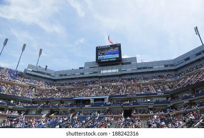 FLUSHING, NY - September 5 Arthur Ashe Stadium Scoreboard At Billie Jean King National Tennis Center On September 5, 2013 In Flushing Largest Outdoor Tennis-only Venue In The World Has 22 547 Seats 