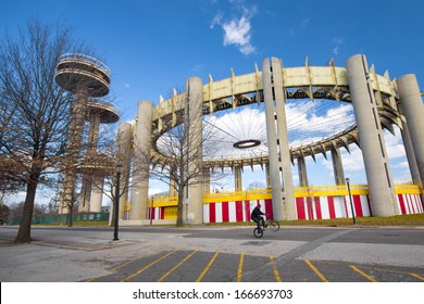 FLUSHING QUEENS - FEB 17:  Historic New York City 1964 Worlds Fair Structures Seen On February 17, 2012 In NYC.  These Landmark Relics Are Located On The Grounds Of  Flushing Meadows Corona Park.