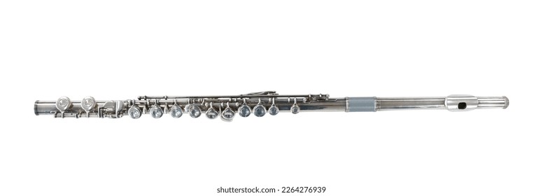 Flute : classical musical instrument flute on white background