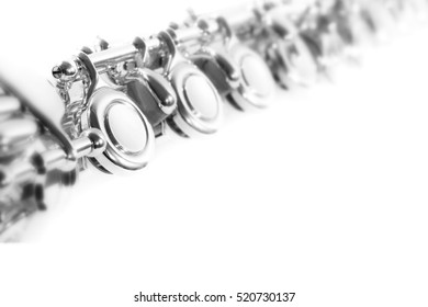 Flute Instrument Close Up Isolated On White Flute Music Instruments Of Orchestra Closeup