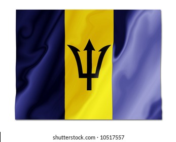 Fluttering image of the Barbados national flag