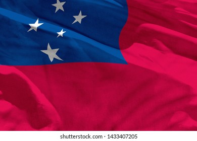 Fluttering Samoa flag for using as texture or background, the flag is waving on the wind - Powered by Shutterstock - Get 15% off with code: PIKWIZARD15