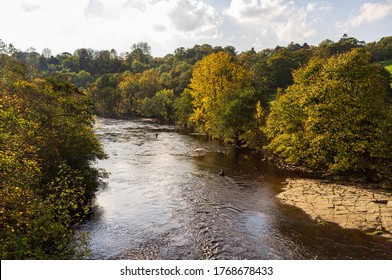 Fly fishermen in the River Swale near Richmond in North Yorkshire, England - Shutterstock ID 1768678433