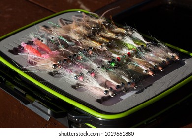 Fly Fishing Flies For Bonefish, Barracuda, Tarpon, Triggerfish In A Tacklebox