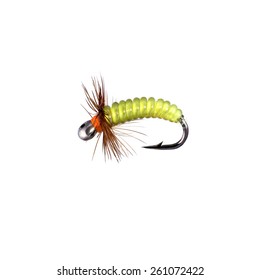 Fly Fishing Lure Isolated On White Background