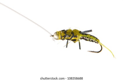 Fly Fishing Lure Wasp Isolated On A White Background
