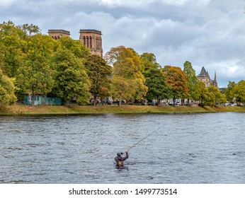 Fly Fishing In The Middle Of Perth, Scotland