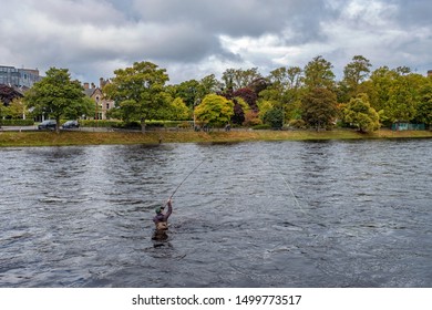 Fly Fishing In The Middle Of Perth, Scotland