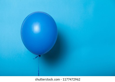 Fly Helium Balloon, Isolated Mockup Concept. Blue Background.