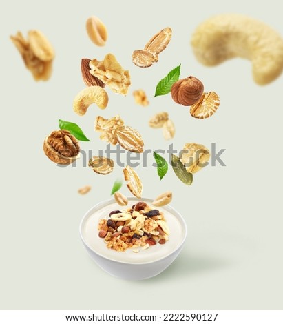 fly more whole grains in the yogurt bowl,more whole grain,fly whole grain,Falling nuts,fly oat,milk wave