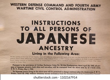 Flyer With Instructions About The Japanese American Internment In World War 2 On Display At The United States Holocaust Memorial Museum In Washington, DC On May 30, 2018.