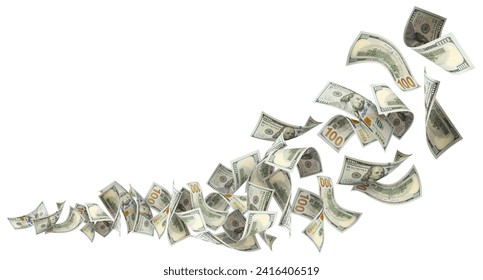 Flying 100 American dollars banknotes, isolated on white background - Powered by Shutterstock