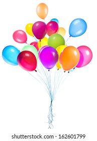 flying balloons isolated on a white background