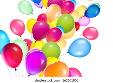 flying balloons isolated on a white background
