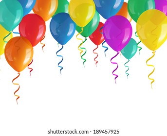 flying balloons isolated on white background