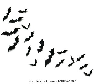 Flying black bats over white background, Halloween decoration concept.  - Powered by Shutterstock