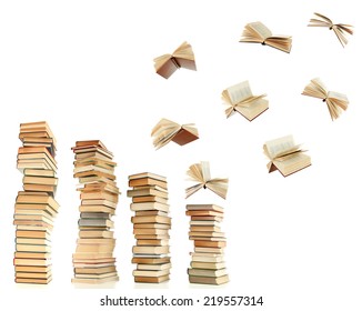 Flying Books Isolated On White