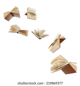 Flying books isolated on white - Shutterstock ID 219869377