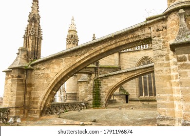 The flying buttress from the roof of the cathedral of Sevilla, Spain - Shutterstock ID 1791196874