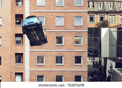 A Flying Car In A City