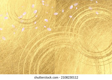 Flying cherry blossom petals, golden Japanese paper background
 - Shutterstock ID 2108230112
